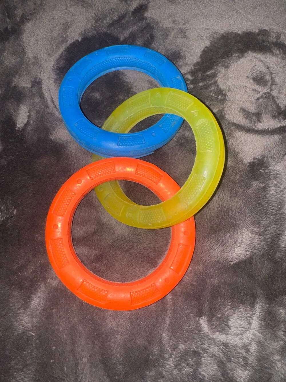 NERF DOG Set of 3 Dog Toy Rings Orange Yellow Blue